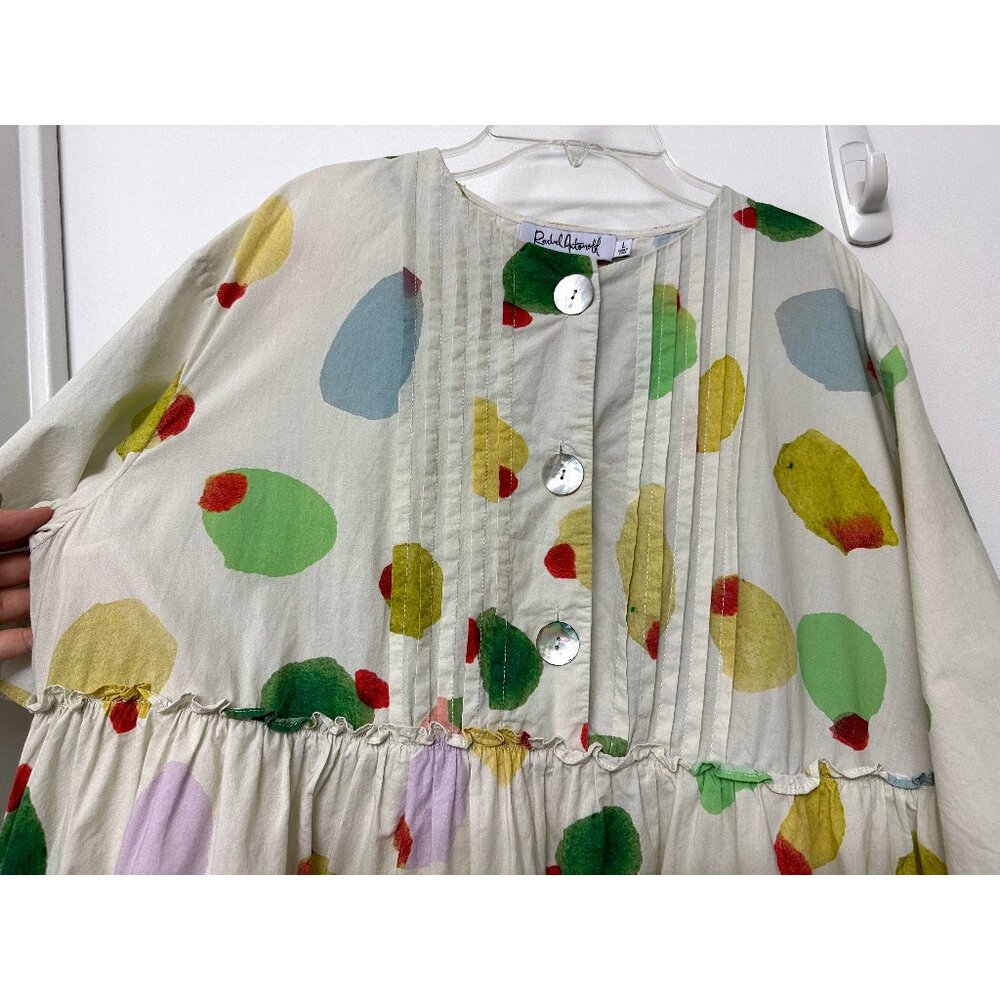 Rachel Antonoff Filthy Martini Olive Print Howard Babydoll Mini Dress L - Picture 7 of 15
